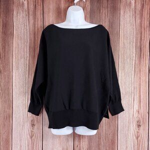NWT Tuckernuck Womens Size XL Black Wide Neck Valencia Sweater Rayon Nylon